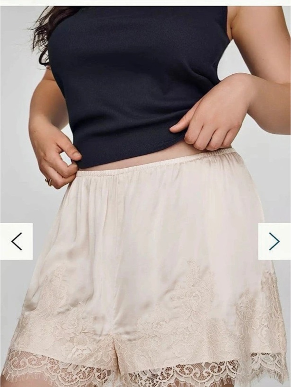 Anthropologie LyreBird Heirloom Lace Trim Silky Shorts